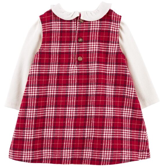 Baby Girls Carter's Collared Bodysuit & Red Plaid Dress Set Size 18 Months NWT - Picture 2 of 6